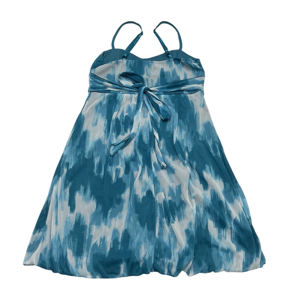 Vintage Studio Y Y2K Dress M Blue Tie Dye Layered Mesh Babydoll Bubble Hem Mini